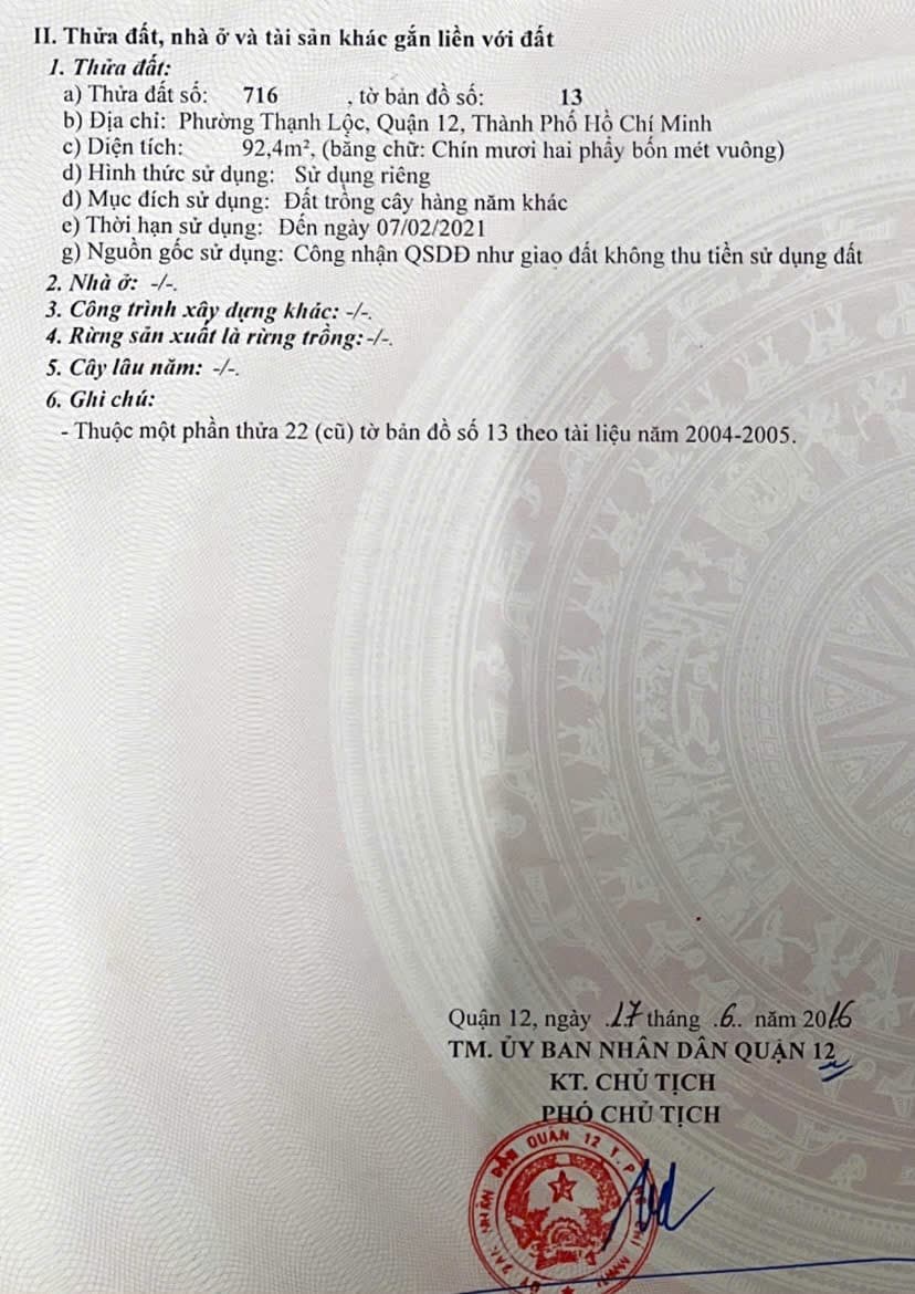 Bán đất đường Thạnh Lộc 41 Quận 12 2