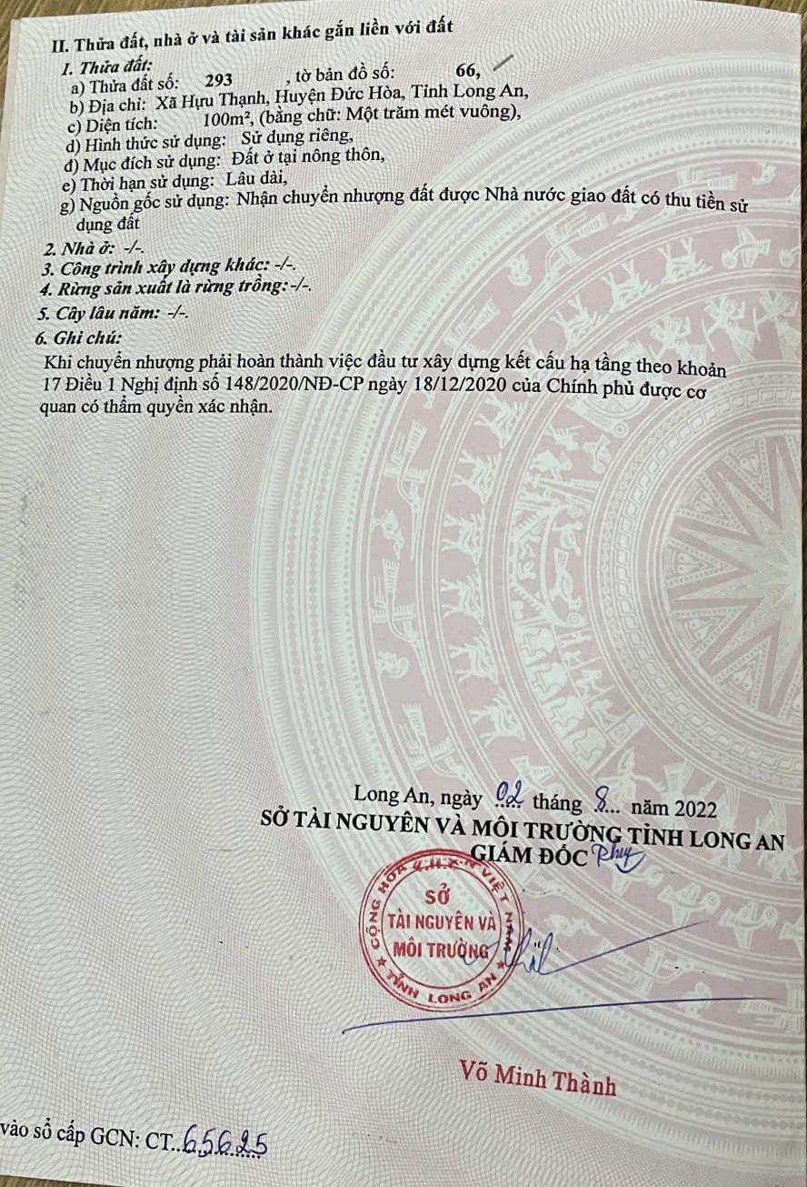 Bán đất xã Hựu Thạnh Huyện Đức Hòa tỉnh Long An 3